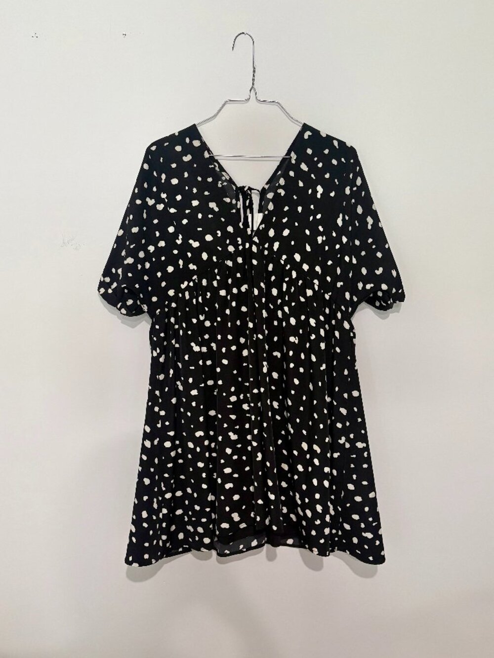 Black and White Spotted Mini Dress